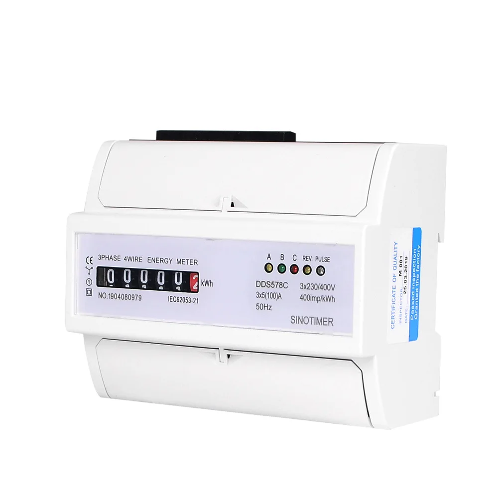 AC380V 100A Three Phase 4 Wire Analog Electronic Energy kWh Meter Counter Power Consumption Measurement 35mm DIN Rail Mounting