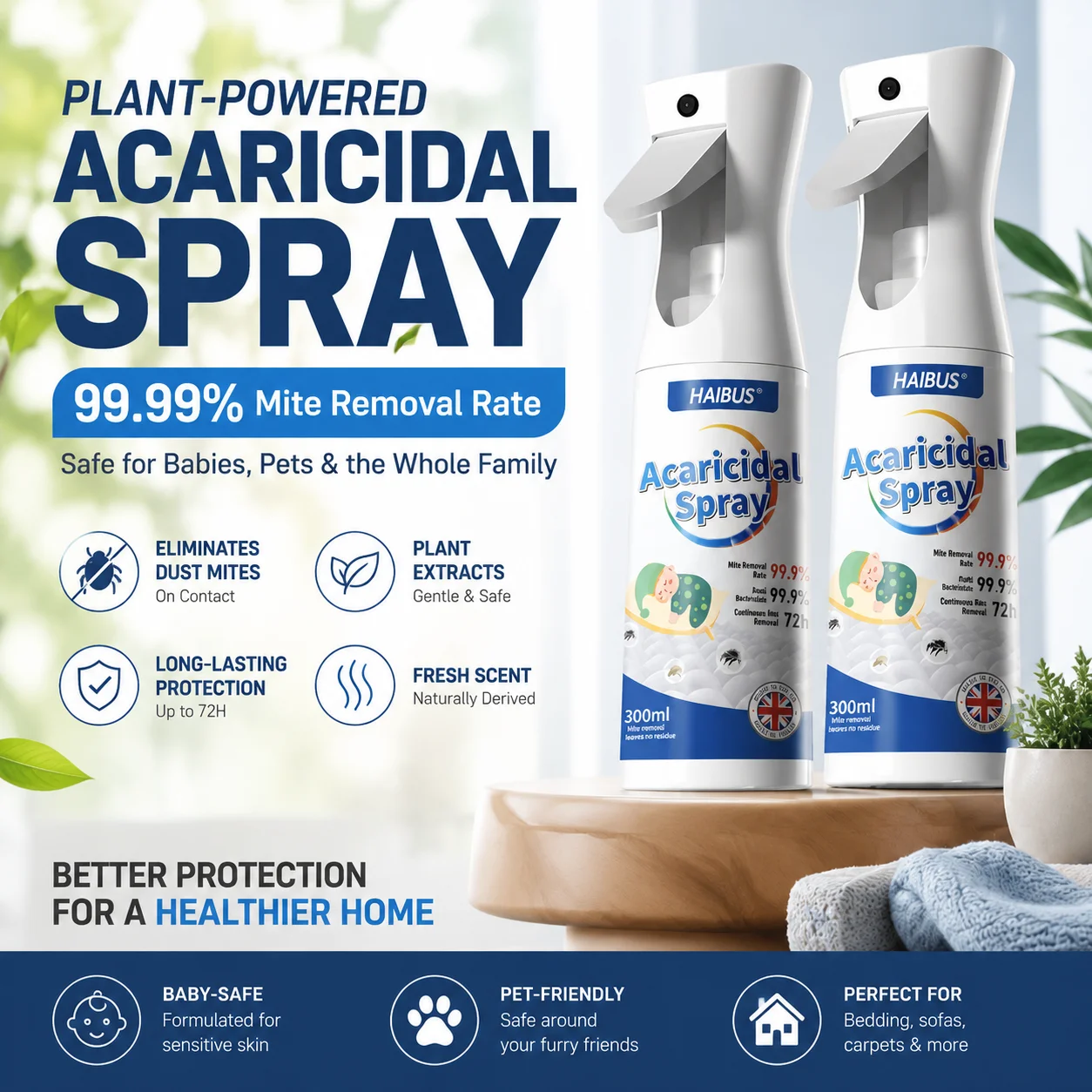 Mite-removing Spray, Mite Removal, Disinfection, Suitable for Mothers and Babies, Home Beds, Student Dormitory Beds, Antibacteri