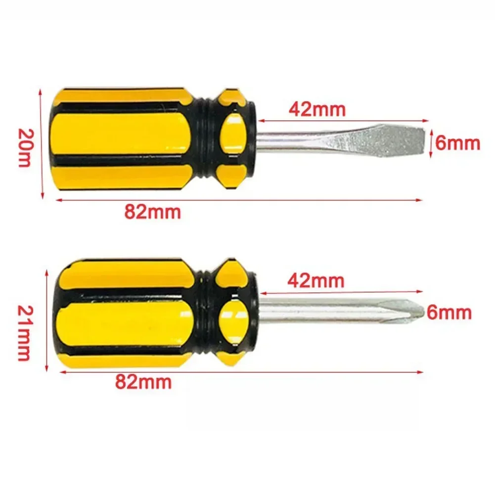 Tournevis à tête plate et à fente à petit manche, outils d'entretien manuels, jaune, 6mm