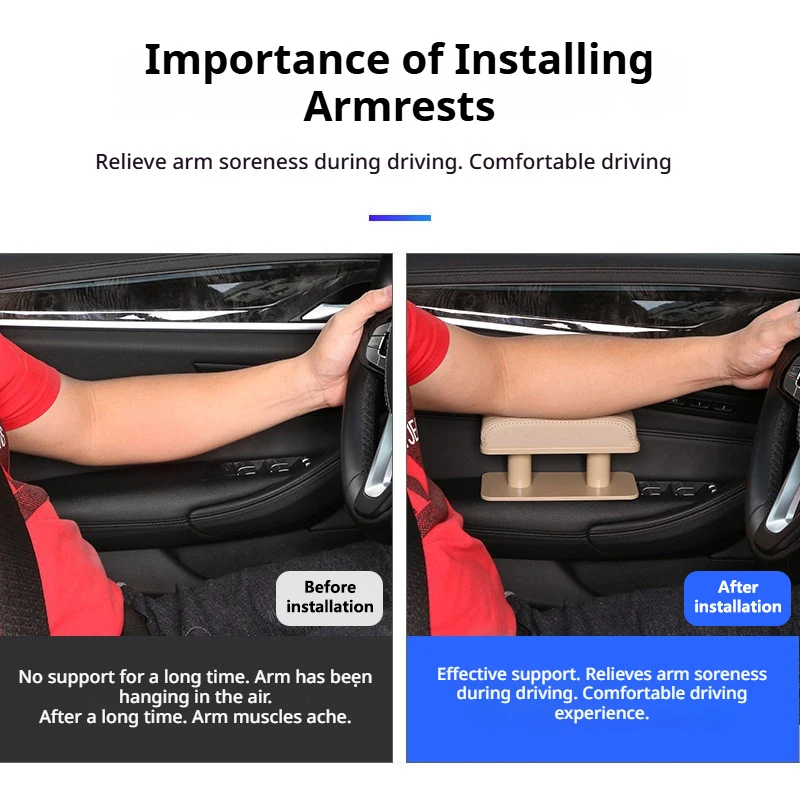 Car Elbow Rest Adjustable Height Support Anti-fatigue Relieve Driver Arm Fatigue Suitable for Fiat Stilo Abarth 500 Ducato Tipo
