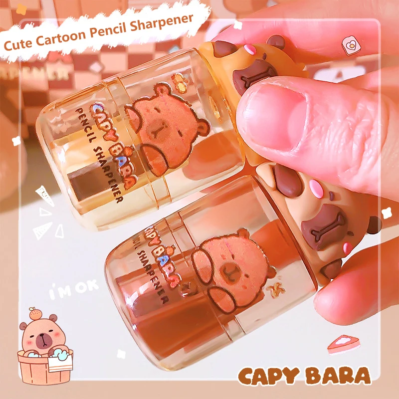 1 шт. Kawaii портативная точилка для карандашей с капибарой, креативная мультяшная милая точилка для карандашей, офисные принадлежности, студенческие канцелярские принадлежности, подарки