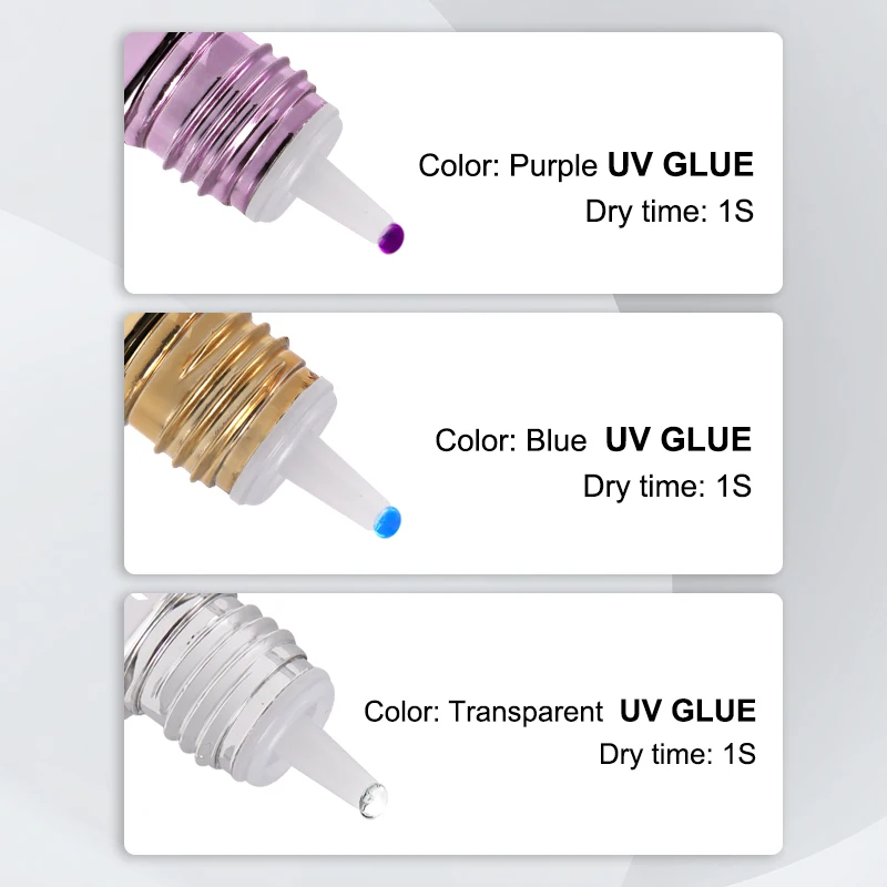 TPO-FREE 5ml cola uv cor 1s seco rápido forte extensão de cílios adesivo longo último chicote extensão suprimentos super forte cola uv
