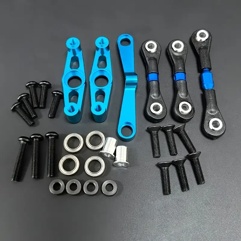 Lenkungsbaugruppe aus Metall mit Lager + verstellbaren Spurstangen für Tamiya TT02 TT-02 1/10 RC Car Upgrade Teile DIY