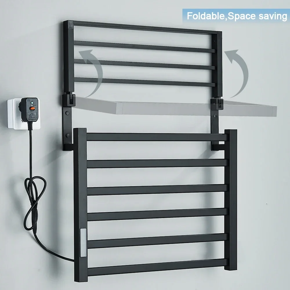 Bathroom Electric Towel Rack Digital Display Temperature Time Control Towel Warmer Rail Smart Home Heated Towel Bar Aluminum