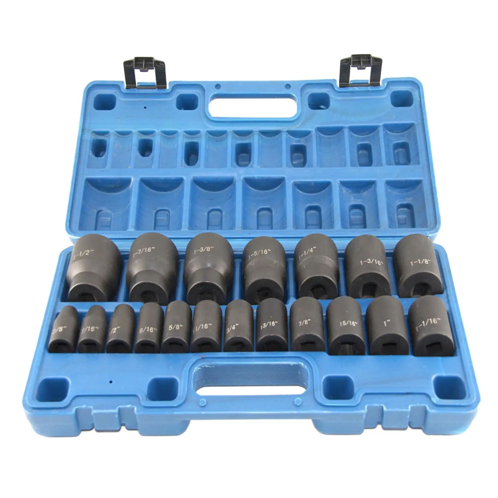 19Pcs Impact Sockets Set, Professional Manufacturing 3/8 Inches to 1-1/2 Inches