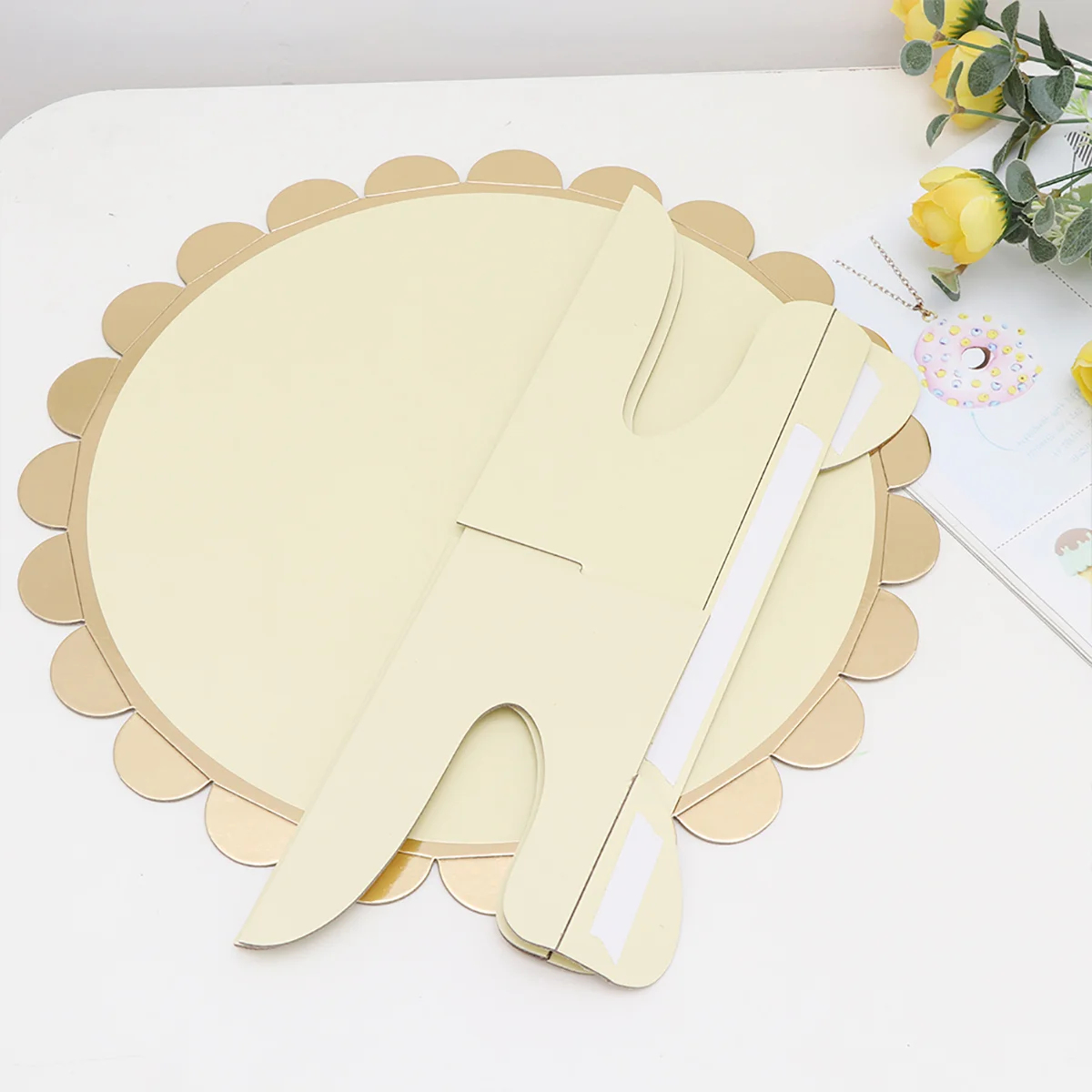 

3 шт. подставка для торта, бумажная одноуровневая складная витрина для дней рождения, свадьбы, десертный поднос, синий, желтый, белый, подставка для торта