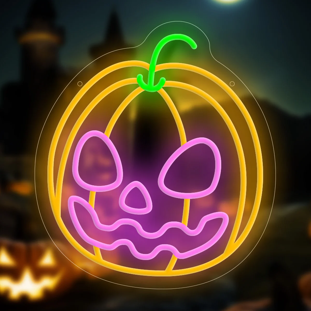 

Evil Pumpkin Neon Sign Halloween LED Dimmable Neon Light Halloween Atmosphere for Bedroom Party Pet Shop Restaurant Decor Gift