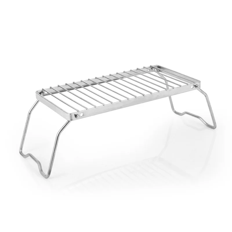 BBQ Grill Multifunctional Folding Campfire Grill Portable Stainless Steel Camping Grill Grate Gas Stove Stand Outdoor BBQ Rack