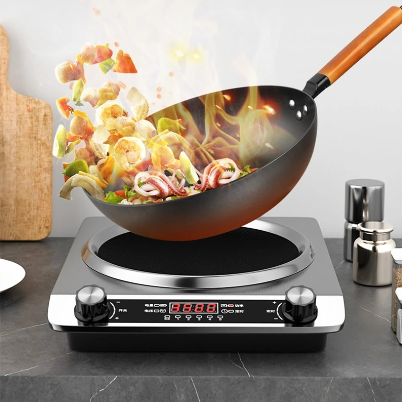 

Индукционная плита для дома с вогнутой поверхностью, мощностью 3500 Вт, с функцией индукционного нагрева и набором для приготовления в горшочке