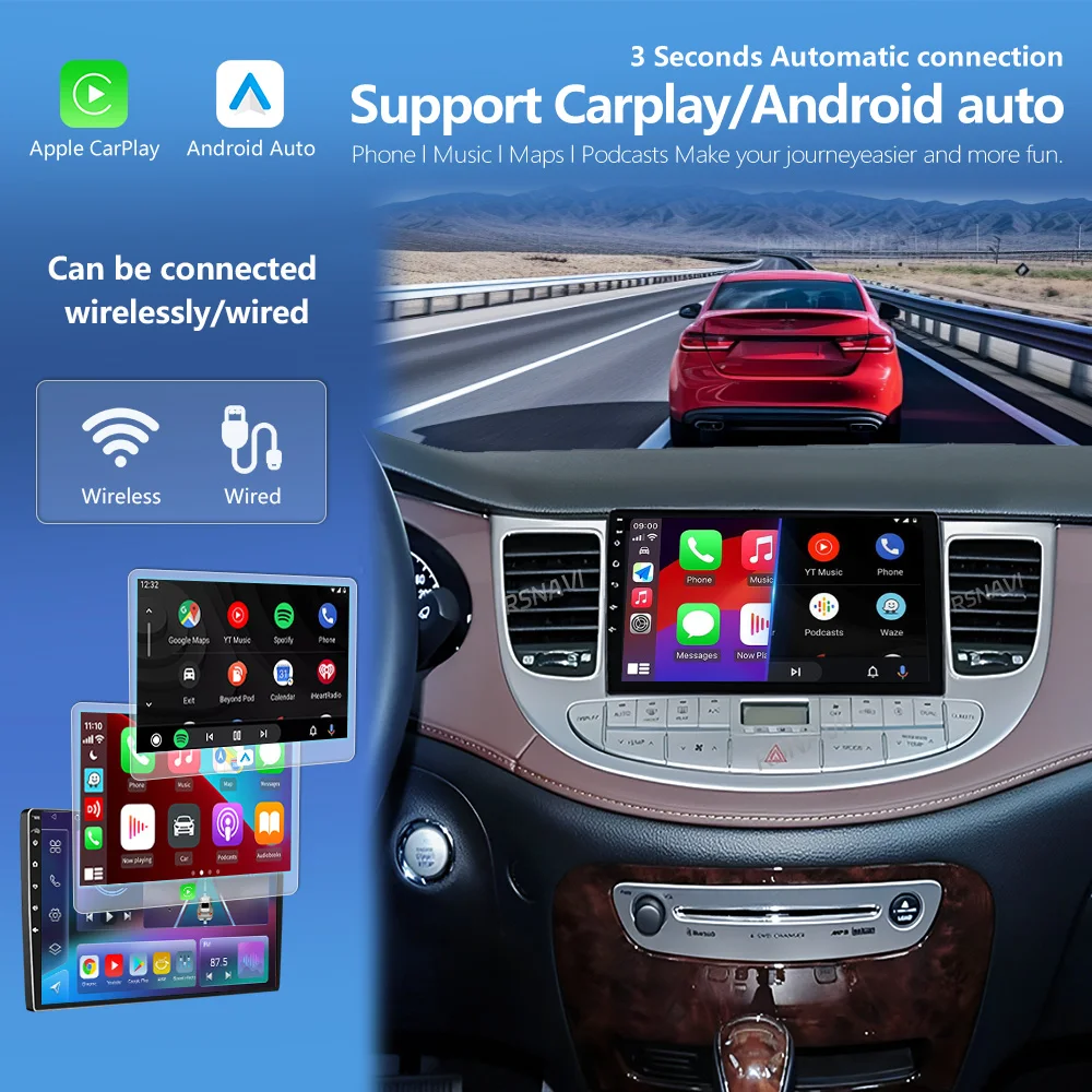 Android 16 Carplay 2K Screen Car Radio Multimedia Player For Hyundai Rohens Genesis 2008-2013 Autoradio Stereo 2din Head Unit