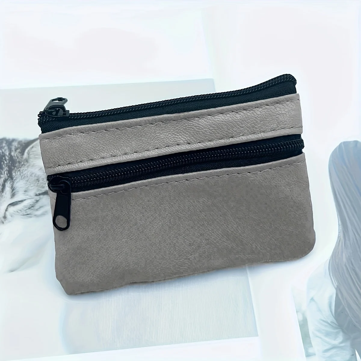 Damen Herren Münzbörse Kleine Tasche Geldbörse Wechselgeldbeutel mit Reißverschluss Geldbeutel Kinder Mini-Geldbörsen Leder Schlüsselhalter Carteira – Detail 7