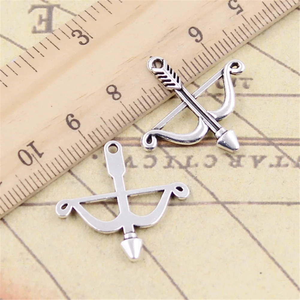 30pcs 25X35mm Antique Tibetan Silver Bronze Charms Bracelet Necklace Pendant New Fashion Bow And Arrow For Jewelry Making