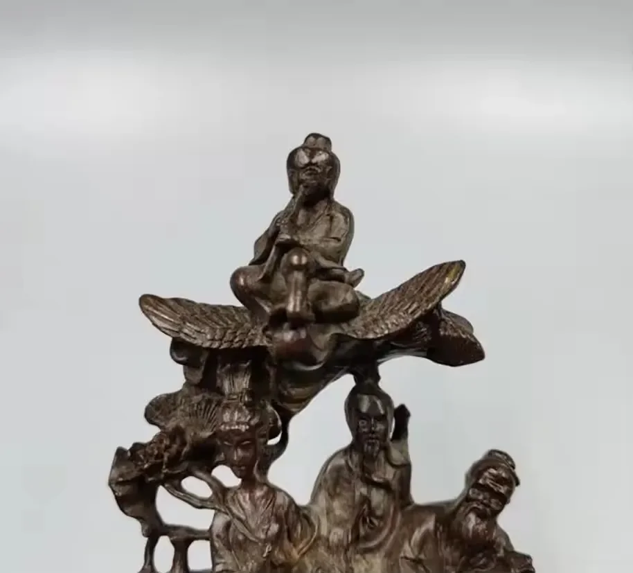 Pure copper, eight immortals, Qingshou living room, home furnishings, antiques, bronze ware, collection handicraft