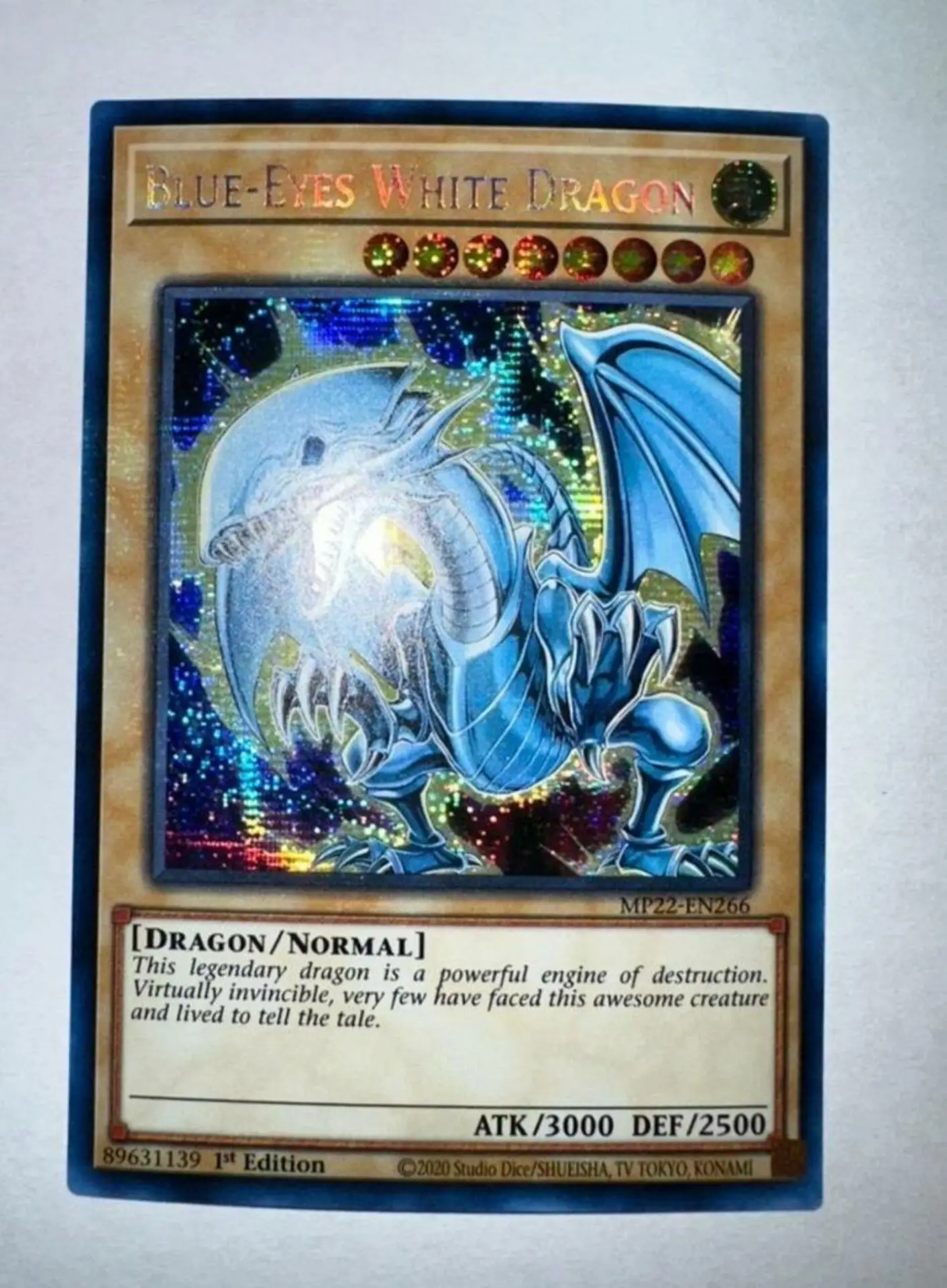 Yugioh Konami Duel Monsters MP22-EN266 Blauwe Ogen Witte Draak Geheime Zeldzame Engelse Tcg Collectie Mint Card