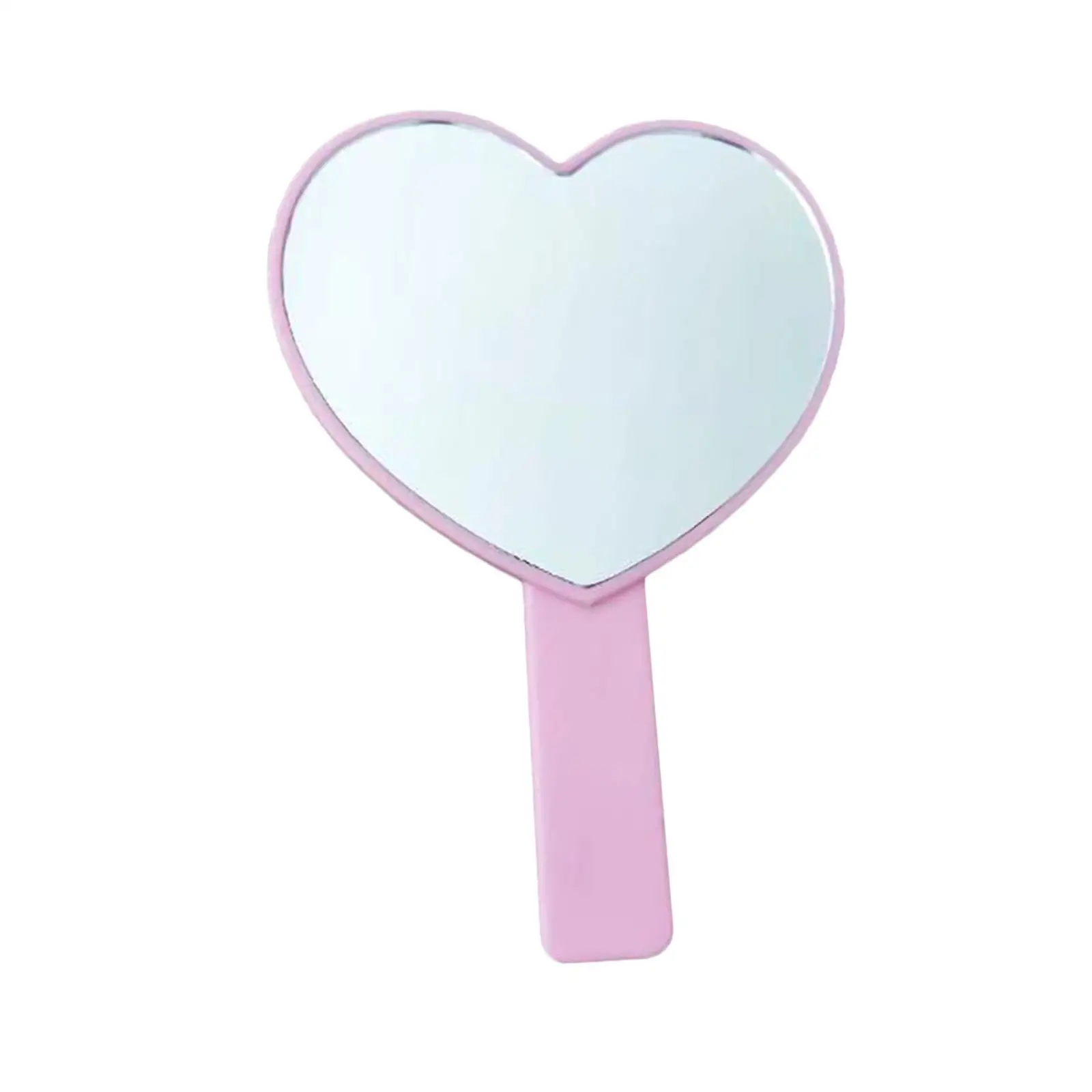 Coração Shaped Handheld Glass Mirror, Single-Sided, funciona ótimo para jogar, bonito