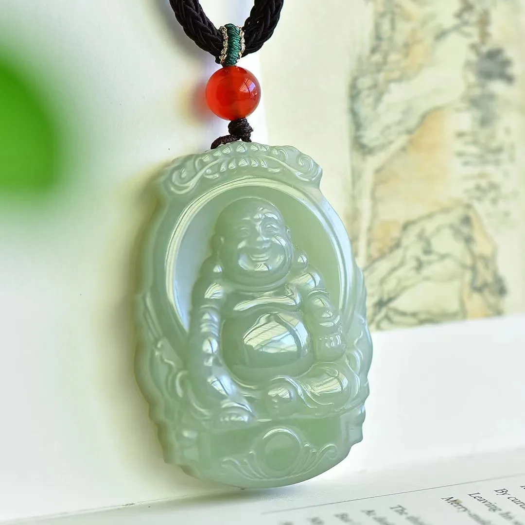 Exquisite Hetian Jade Auspicious Buddha Pendant Jewelry D15045#