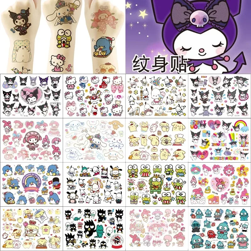 

Sanrio Kuromi Hello Kitty Cat Tattoo Sticker Mymelody Tattoos Cinnamoroll Stickers Cosplay Decor Temporary Waterproof Art Tattoo