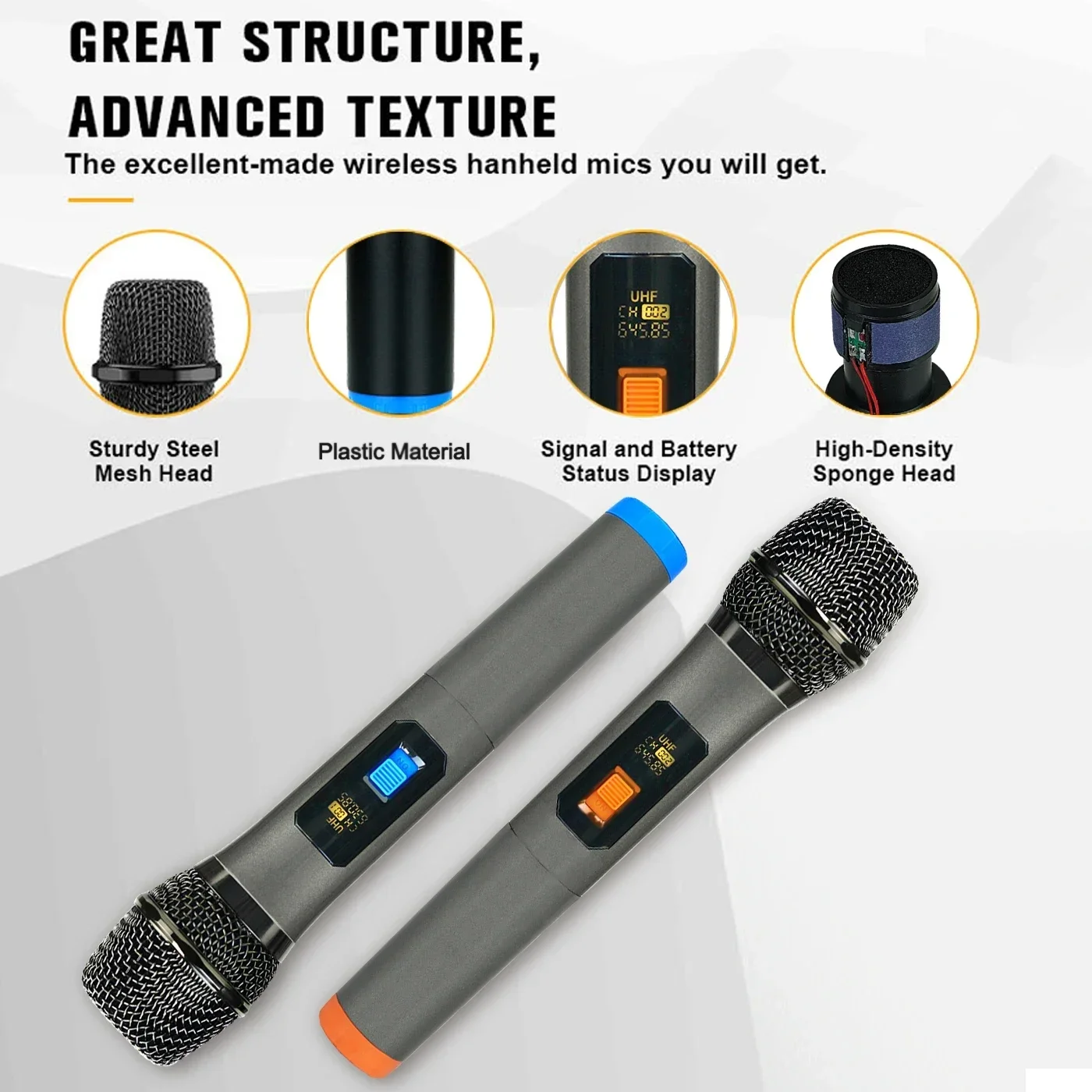 UHF Wireless Microphone Universal Cordless Dynamic Microphone System for Karaoke Singing Dj Microphone Hot Sale New 2024 Gift