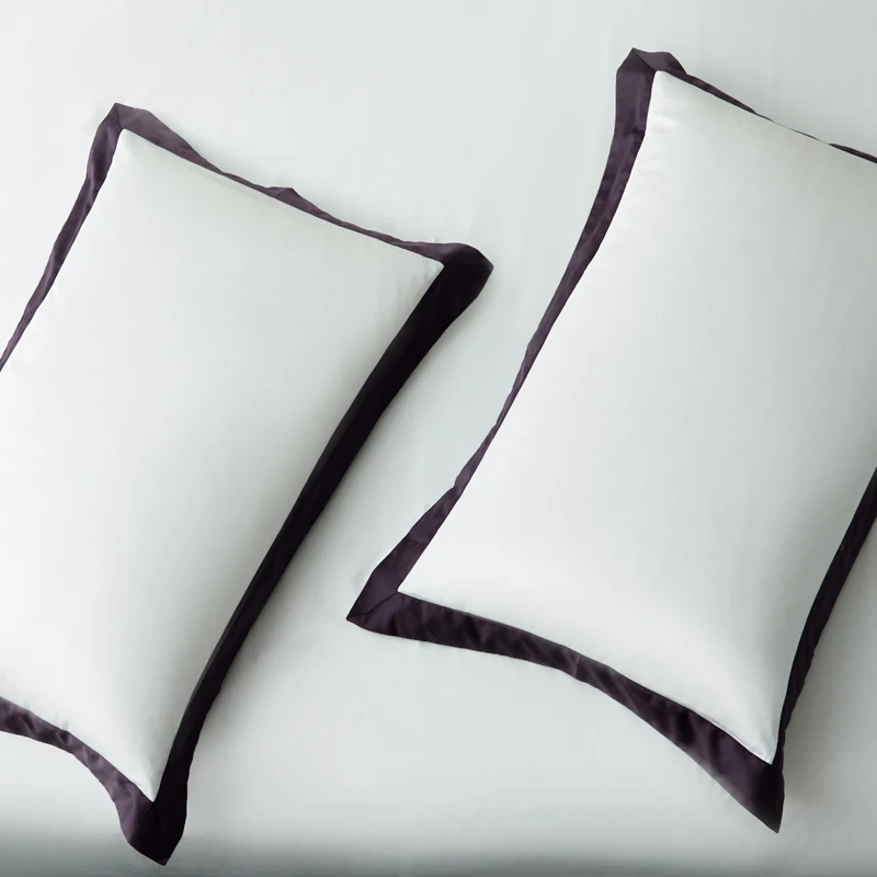2Pcs Solid Color Pillowcases 1000TC Egyptian Cotton Hotel Home Travel Wide Edge Envelope Style Pillow Covers 48x74cm Pillow Sham