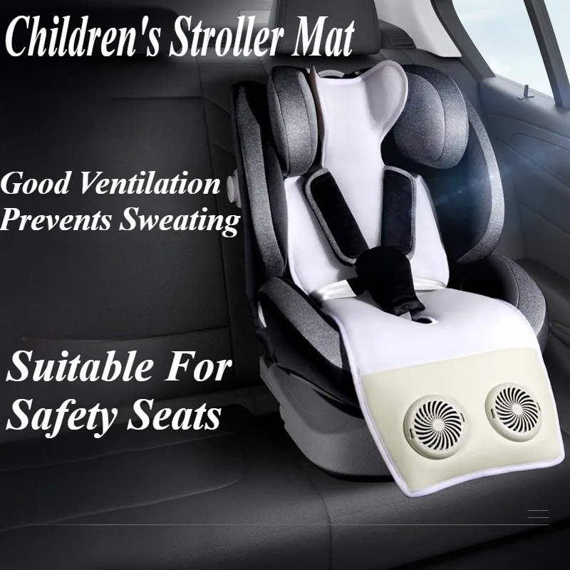 Almohadilla refrescante Universal para cochecito de bebé y asiento de coche, estera de ventilación de malla transpirable con cubierta de algodón suave para asiento de seguridad infantil