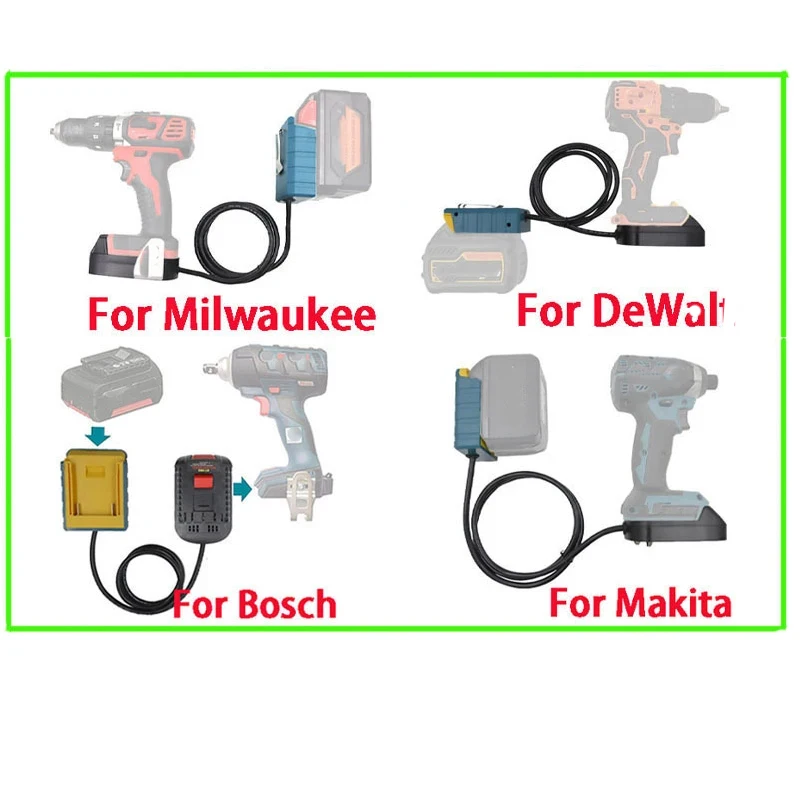 Battery Tool Extension Cord Battery Adapter For Makita For Bosch For Milwaukee For DeWlt 18V Battery Tool