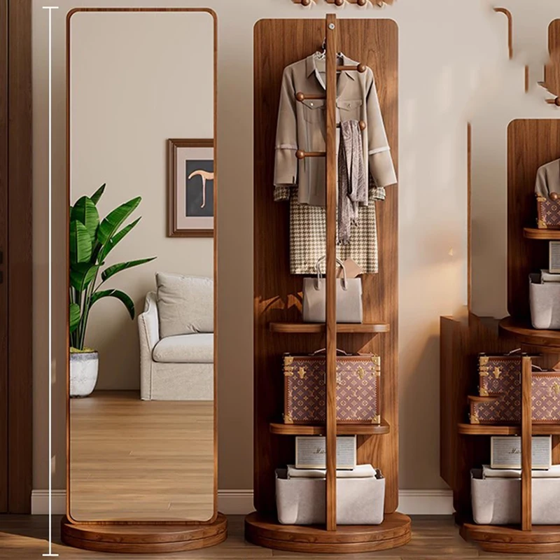 Standing Wardrobes Coat Racks Display Bag Hanger Mirror Floor Garment Coat Racks Bedroom Wooden Arara De Roupa Trendy Furniture