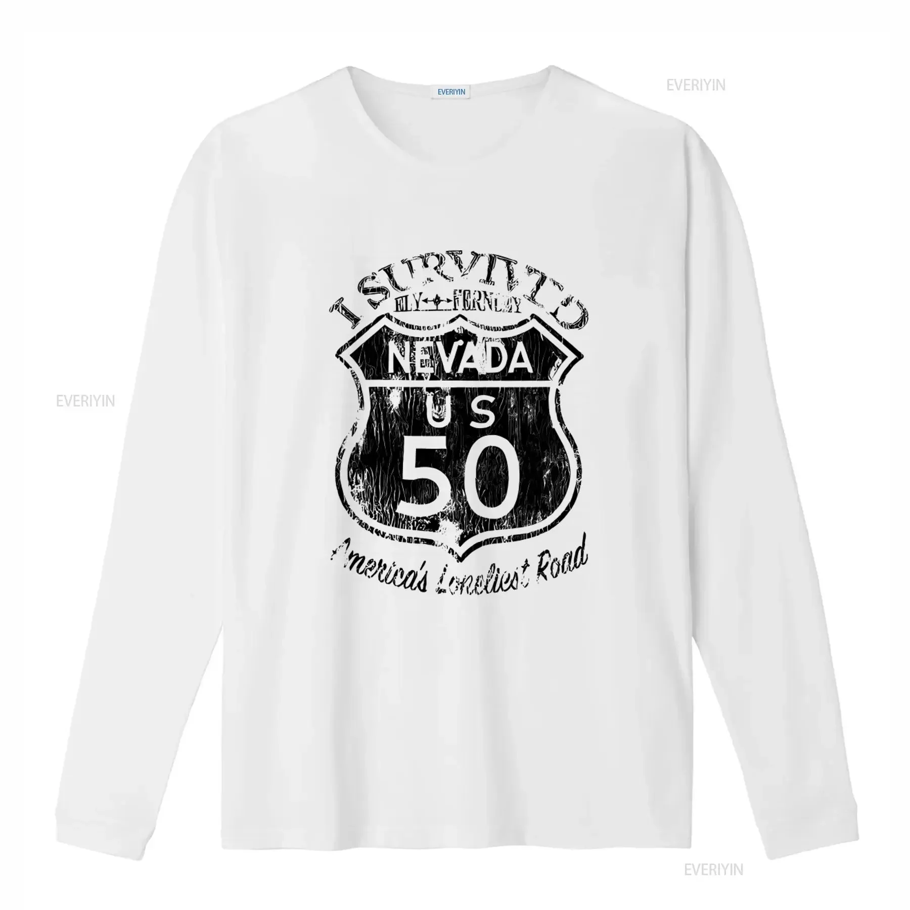 I Survived Nevada US Highway 50 America's Loneliest Road Trip T Shirt USA HWY  vintage Washed graphic Comfortable streetwear