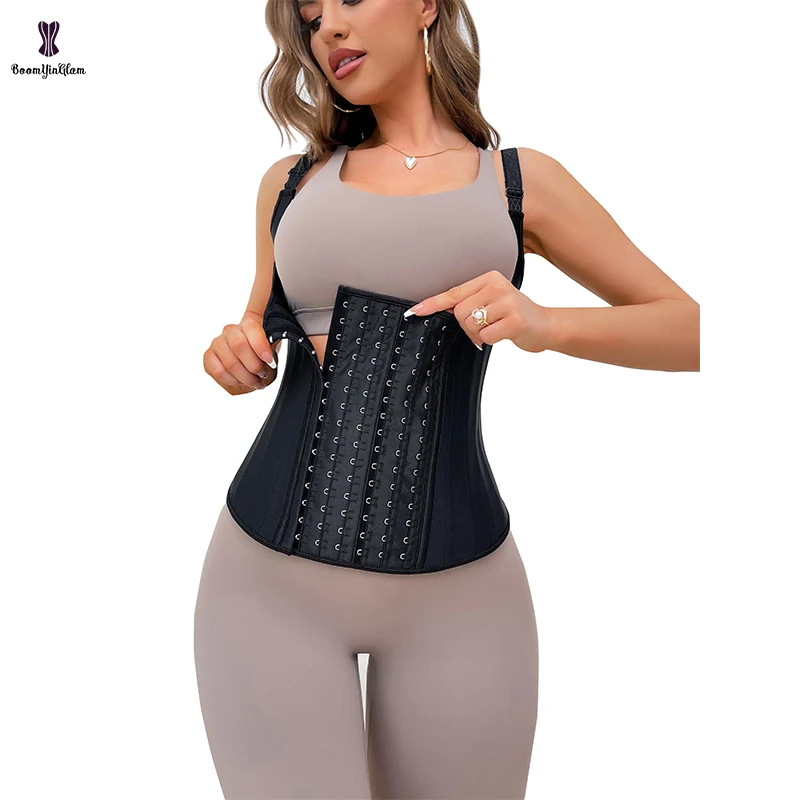 Modeling Strap Women\'s Body Shaper 100% Latex Slimming Girdle Vest 25 Spiral Steel Boned Waist Training Corset With 6 Hooks