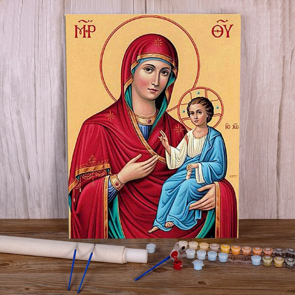 Region Orthodox Icon Coloring By Numbers Painting Complete Kit Acrylic Paints 50*70 Oil Painting Handmade      Handiwork