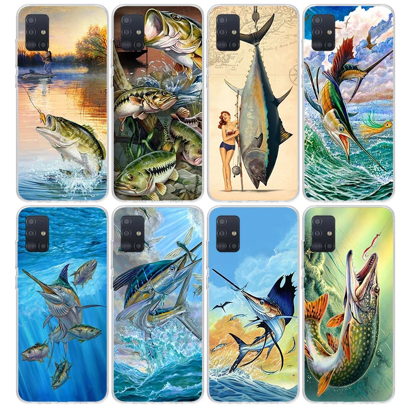 Offshore Angling Fishing Fish Rod Phone Case For Samsung Galaxy A51 A50S A41 A40 A31 A30S A21S A20S A10S A20E A71 A70 A6 A7 A8 A