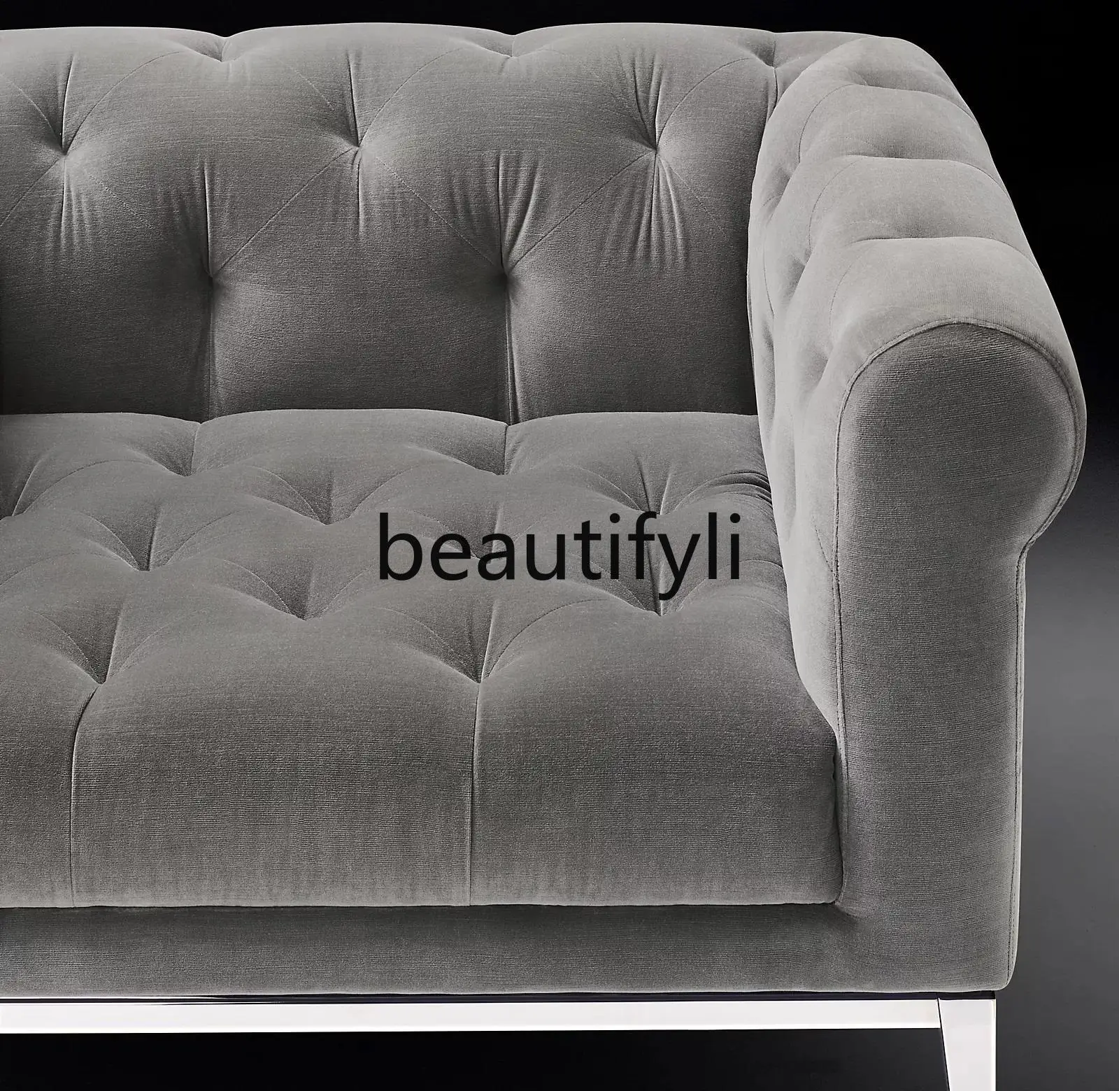 Fabric and Solid Wood Furniture Italian Style Light Luxury Minimalist Metal Sofa Nordic Modern Solid Wood