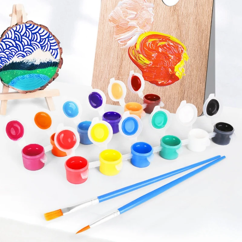 Набор акриловых полосок для рисования, набор кистей для творчества, детские пластиковые и акриловые краски, 12 цветов, 1 комплект