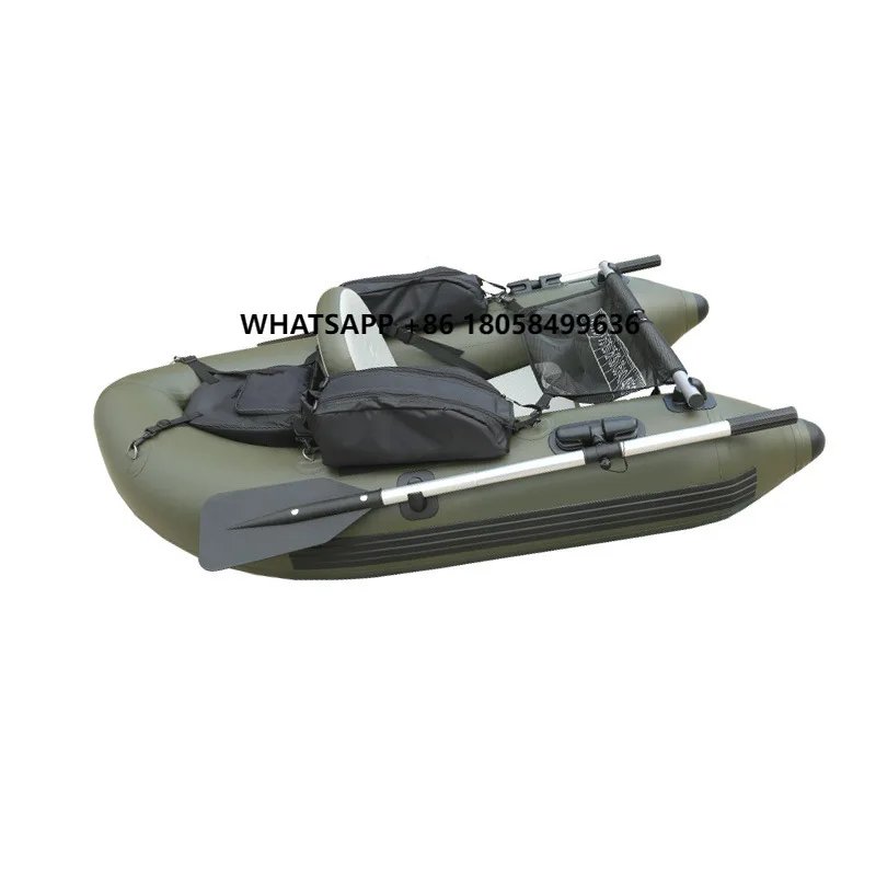 

Belly Boat Fishing Float Tube with Storage Pockets Adjustable Straps & Bracket for Trolling Motor Inflatable Fishing Boat
