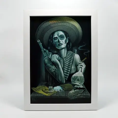 Einzigartige Santa Muerte Kunst Wandbehang Dekor Malerei Wandaufkleber – The Great Chicano Tattoo Art Poster Flip Chart für Wand A2