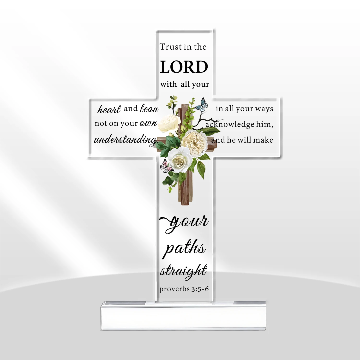 Acrylic Christian Standing Cross Inspirational Gifts with Bible Verse and Prayers Sunflower Religious Scripture Gifts