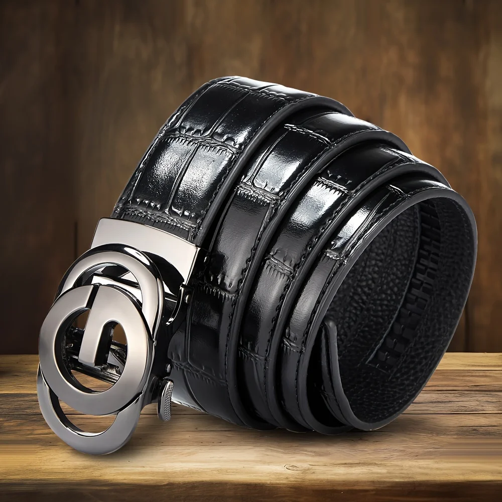 حزام رجال الأعمال الفاخر نمط التمساح سبيكة مشبك حزام جلد عالي الجودة حزام ناعم يقترن مع البدلة السراويل والجينز