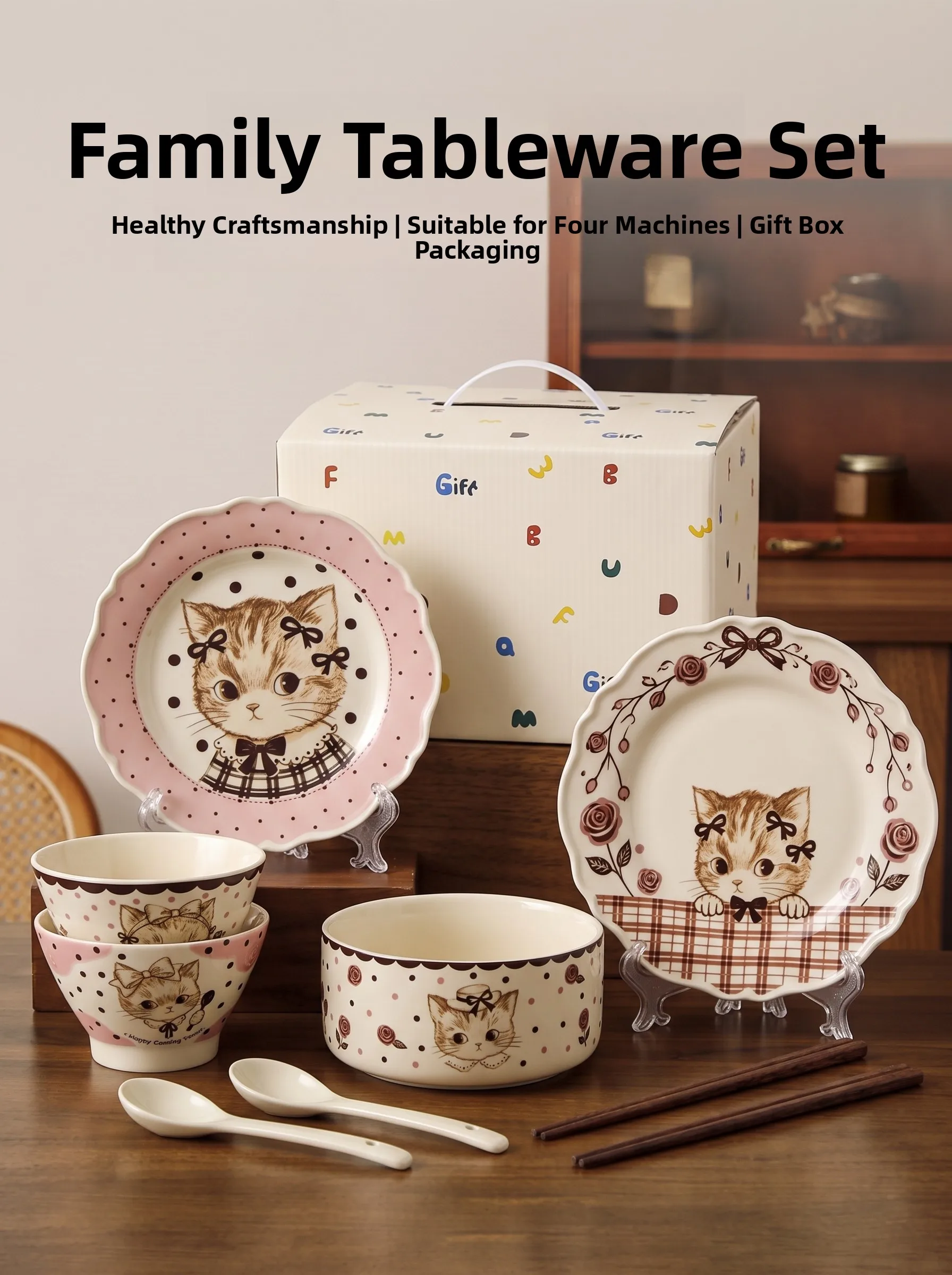lolita-bowl-plate-dining-set-new-2026-high-aesthetic-rice-bowl-personal-dedicated-birthday-gift-for-women-ceramic-craft