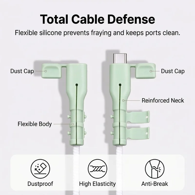 Silicone Charging Cable Protector  Anti‑Break Cord Saver Sleeve for Type‑C Lightning Cable Anti Fray Cable Protection Parts