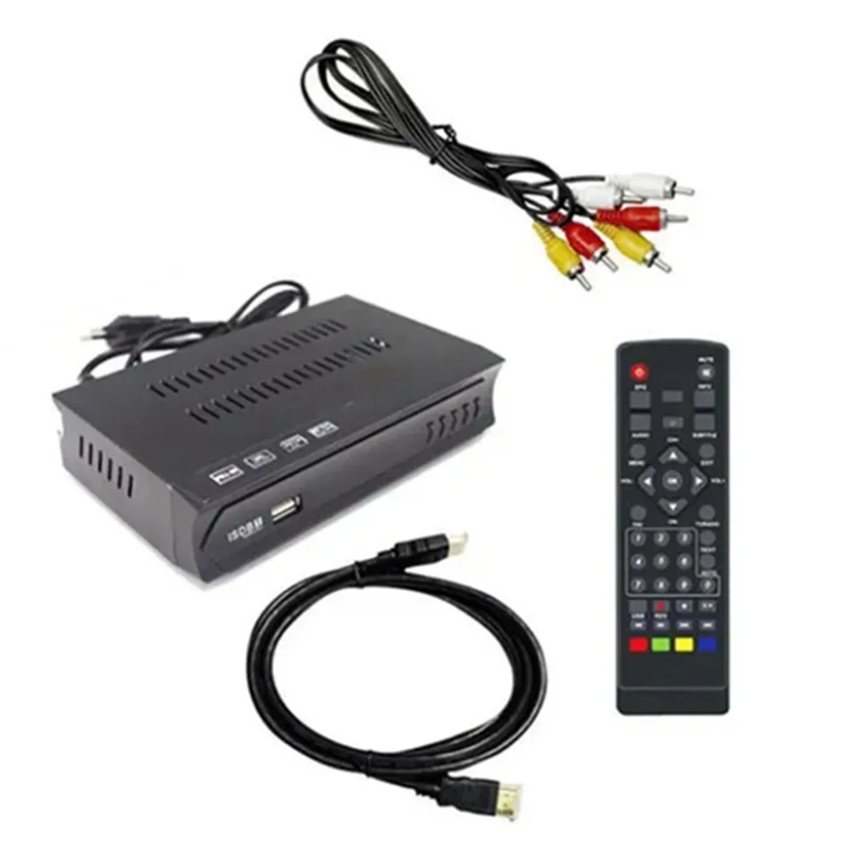 ISDB-T 1080P HD Set Top Box Terrestrial Digital Video Broadcasting TV Receiver with Cable for Brazil/Chile A EU Plug