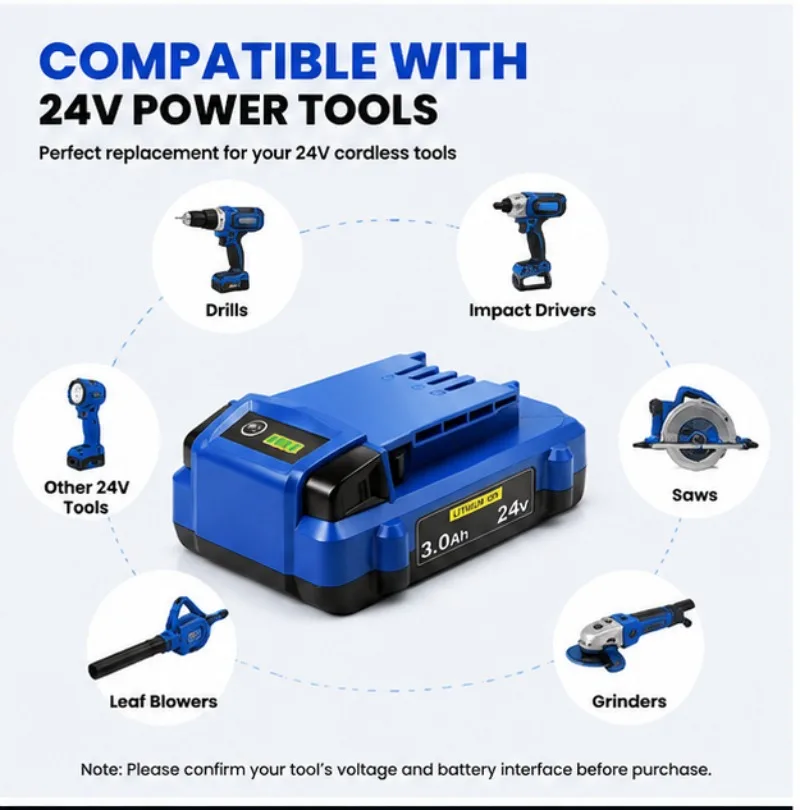 3AH 5AH for Kobalt 24V Lithium Battery  Power Tool Battery  Advantages  Comprehensive Compatibility with Battery Packs