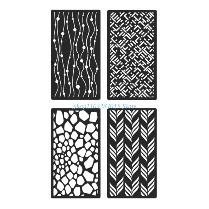 R6FF 4 Pcs Plant Stencils Painting Stencils Hollow Out Template Drawing Stencils