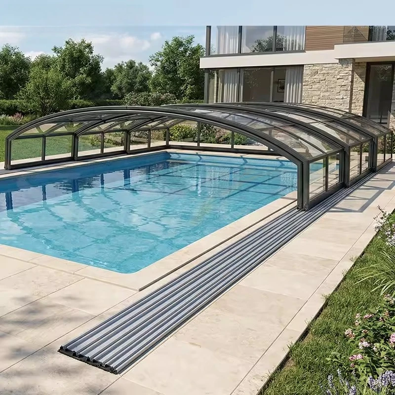 Any Size Custom Aluminum Telescopic Pool Shelter Retractable Clear Top Protector Outdoor Garden Patio Sun Rain Resistant Sturdy