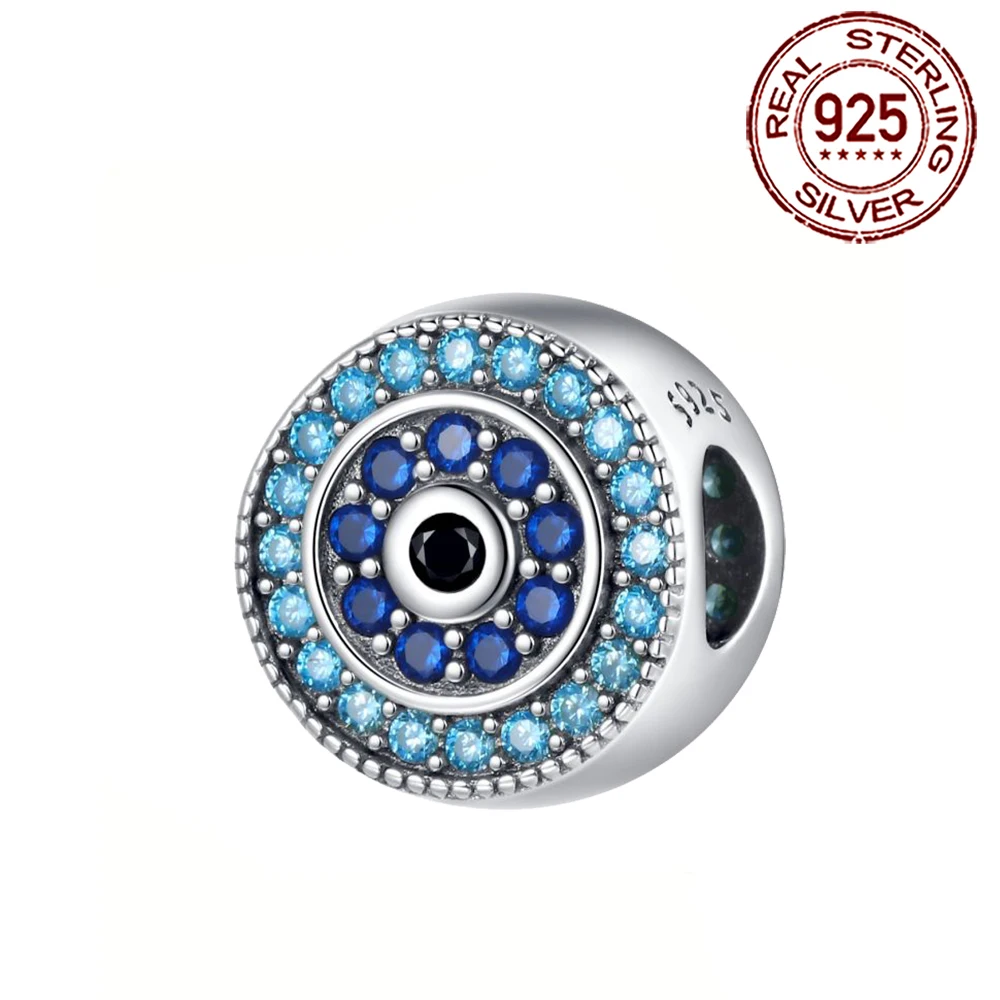 

Danturn 925 Sterling Silver Original Beads Circular Demon Eye Dangle Charm fit Snake Chain Bracelet Fashion Women Jewelry Making