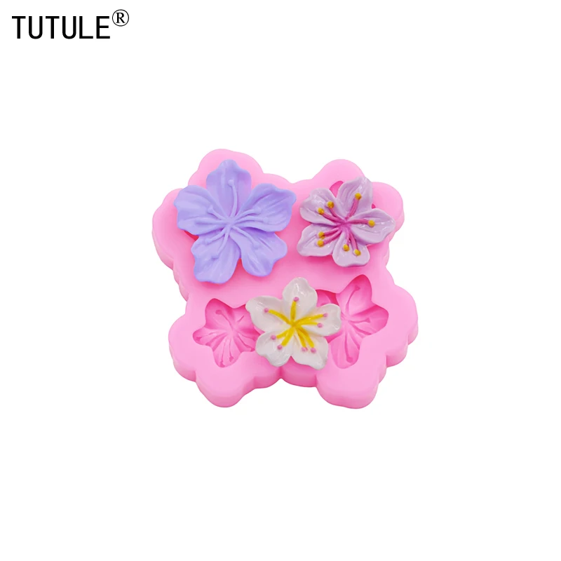 DIY Peach Blossom resin phone case Clay mold 3D Peach Resin Accessories Silicone Molds flower Chocolate fondant Cake Mold