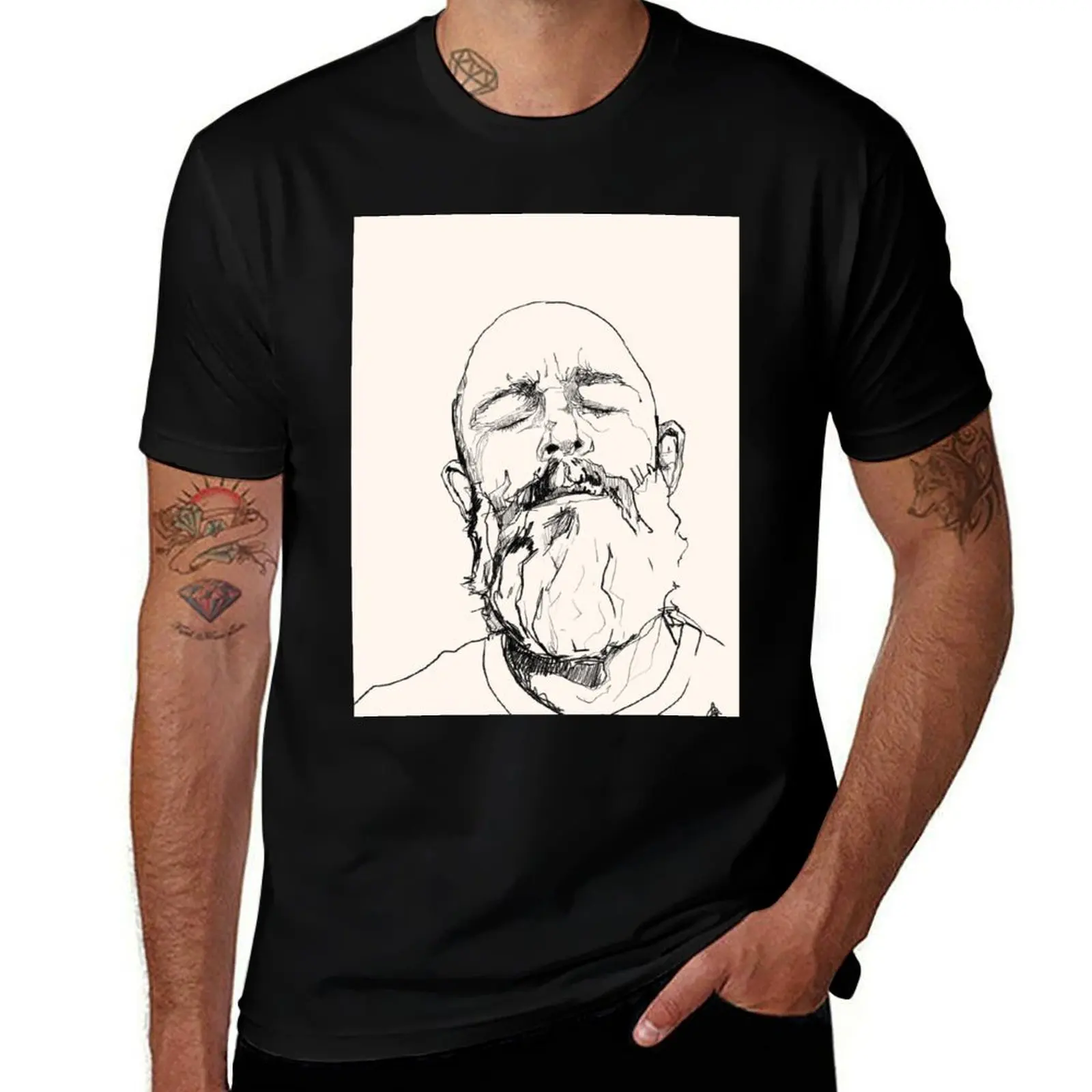 Camiseta básica de manga corta para hombre con barba, estilo Shaolin, kung fu, relajado, calvo, barbero, trabajador