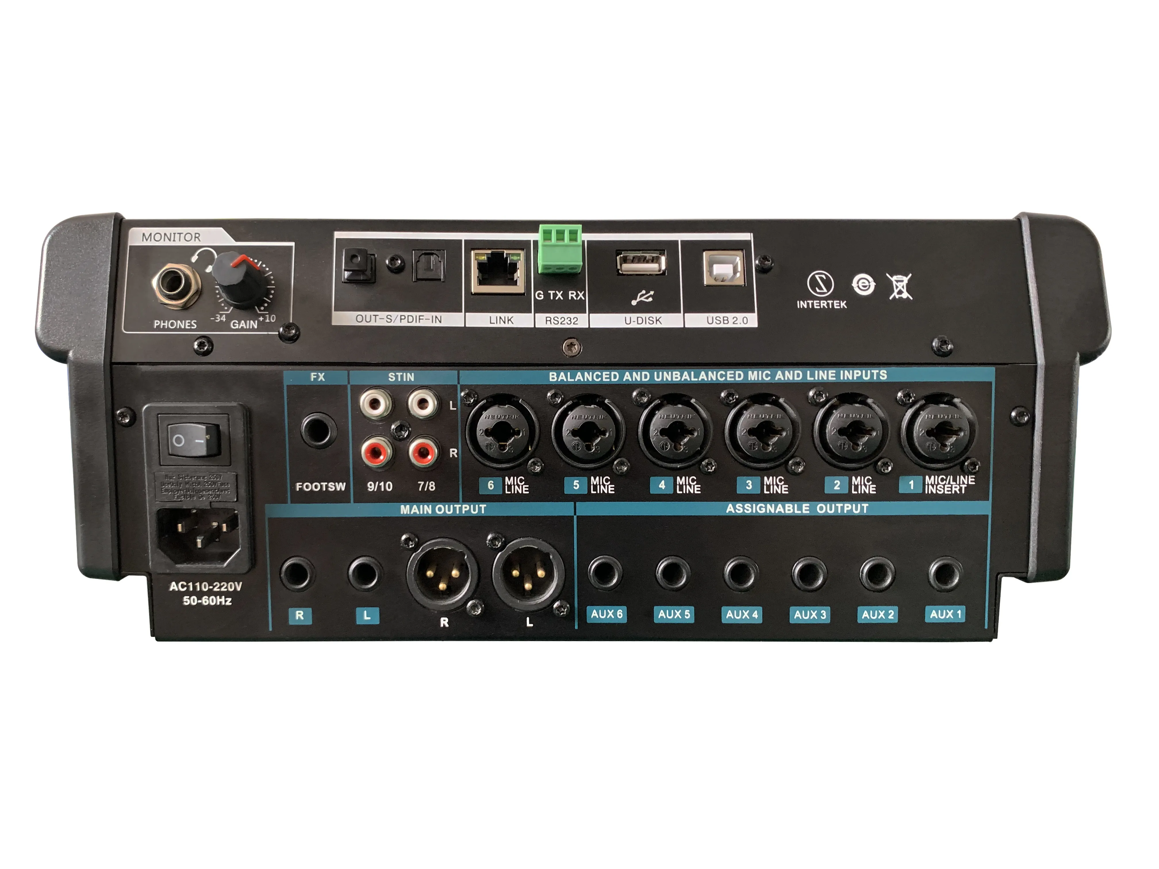 DX-12 Professional Audio Video & Lighting Live Mixer Console Digital DJ Sound USB Recorder Wireless Control Audio Mixing Console