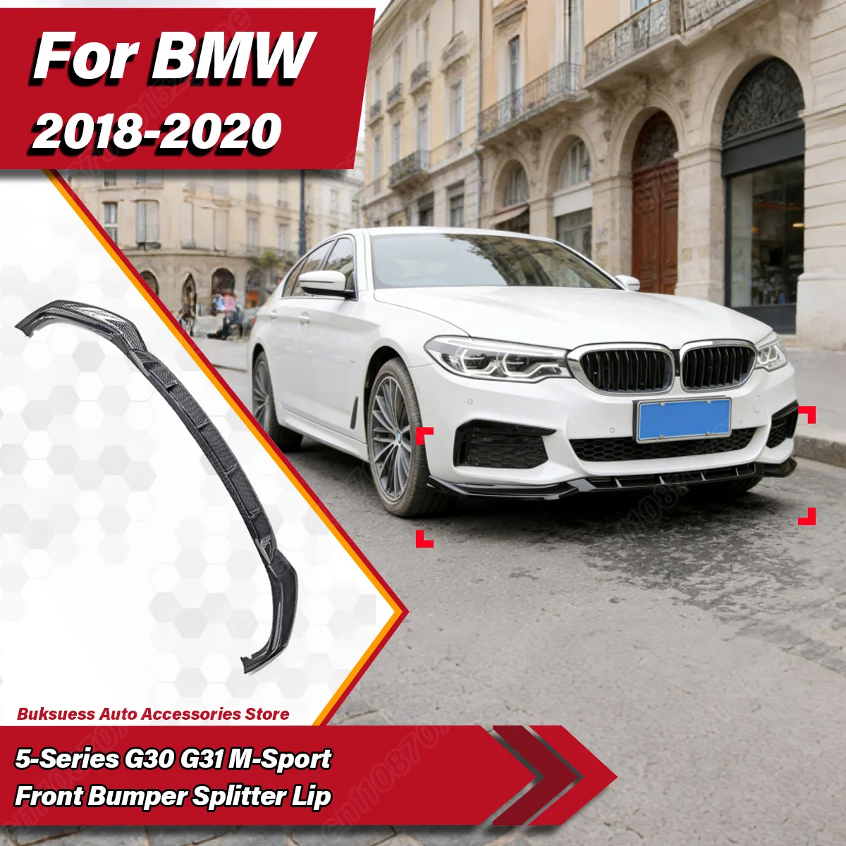 

For Bmw 5-Series G30 G31 M-Sport 2018 2019 2020 Front Bumper Splitter Lip Chin Spoiler Protector Kit Car Accessories Auto Parts