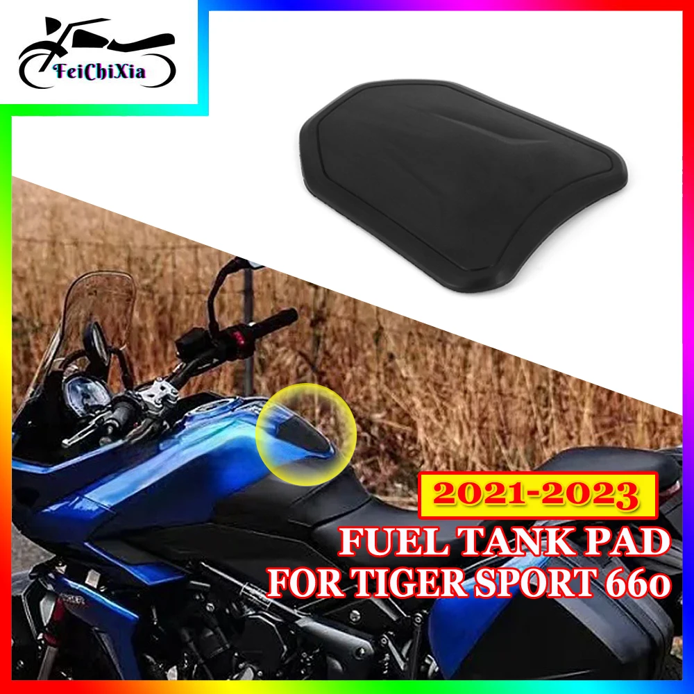 Motorcycle Fuel Tank Sticker With Logo Middle Decal Black Rubber Pad For Tiger Sport 660 TIGER SPORT 660 2021 2022 2023