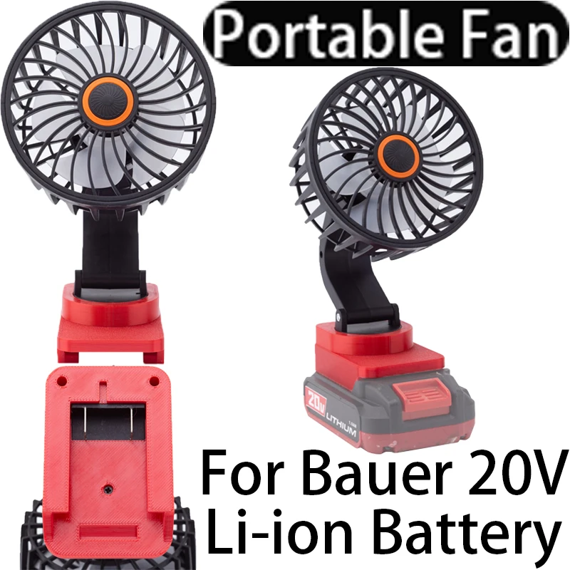 

Portable Fan for Bauer 20V Li-ion Battery, Portable Mini 180° Rotation Adjustable Table Fan for Construction Sites