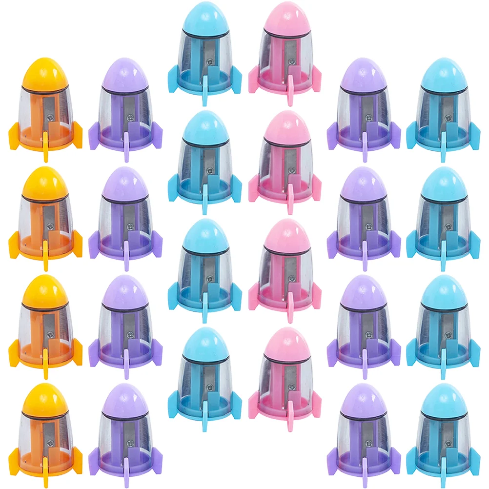 24 Pcs Rocket Sharpener Small Hand Sharpeners Pencils Bright Color Tools for Kids Manual Lead Modeling Sharpening